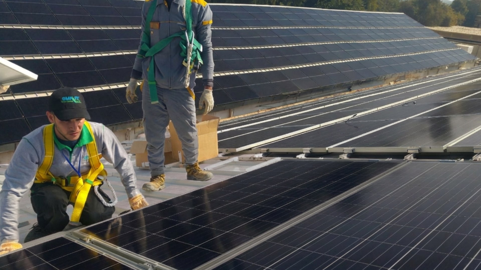 Solar energy panels installation on rooftop by Smart Age team